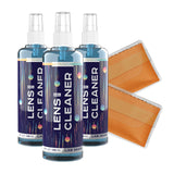 ULTRAVUE Eyeglass Gel Lens Cleaner Spray Kit - 3 x 8oz Gel Lens Cleaner Spray Bottle + 2 Microfiber Cloth for Cleaning - Safe for All Lenses (AR Coated Included), Eyeglasses and Screens