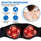 EAshuhe Neck and Shoulder Massager with Heat Shiatsu Back Massage Pillow with 3D Deep Tissue Kneading for Foot, Legs, Body Muscle - Use at Home, Office & Car