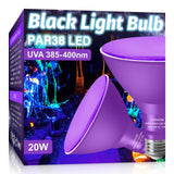 Gonhom 2 Pack Par38 Black Light Bulbs Outdoor,20W Black Flood Light Replace to 200W,E26 Base Blacklight Bulbs Outdoor for Halloween Light Bulbs,Christmas Party Decor,Home Lighting