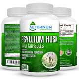 Aeternum Psyllium Husk Caps USA Made - Premium All Natural Fiber Supplement - 240 Husk Powder Capsules 725 Mg per Serving, Supports Healthy Digestive System - All Natural 100% Soluble