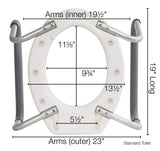 Essential Medical Supply Raised Elevated Toilet Seat Riser for a Standard Round Toilet with Padded Aluminum Arms for Support and Compatible with Toilet Seat, Standard, 17.5 x 13.5 x 3.5 Inch