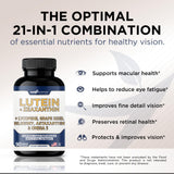 Lutein and Zeaxanthin Supplements - Eye Health Vitamins - Astaxanthin, Omega 3, Resveratrol, Bilberry, Lycopene, Quercetin, Ginkgo Biloba, Vitamin D - Advanced Eye Support & Health Vision Formula