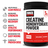 FORCE FACTOR Creatine Monohydrate, Creatine Powder for Muscle Gain, More Strength, and Faster Workout Recovery, Clinically Studied Micronized Creatine 5g Dose Per Serving, Unflavored, 60 Servings