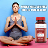 Natural Krill Oil Omega 3 6 9 Supplement, Burpless 60 Red Liquid Softgels, Rich in EPA, DHA, Astaxanthin, No Fishy Aftertaste, 1000mg per 2 Softgels