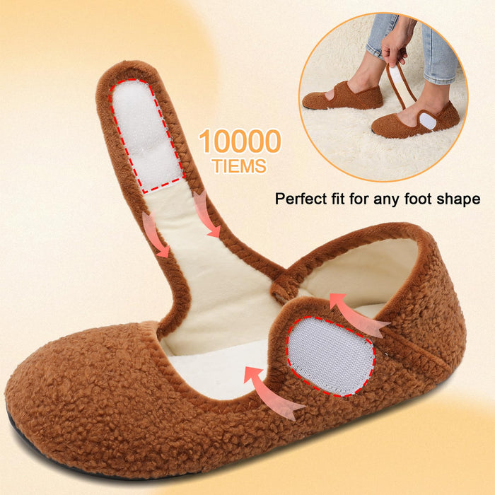 Barefoot Slippers Elderly Women Senior Mom Diabetic Slippers Slip On Woman's Slippers Indoor Bootie Slippers Women for Summer Fall Winter Brown Size