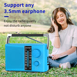 LEOTEC AM/FM Radio with Best Reception, AC or Battery Operated Portable Radio with Big Speaker, Large Tuning Knob, Clear Dial, Earphone Jack for Gift, Elder, Home (Blue)