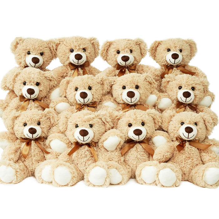 LELELONG 12 Pack Teddy Bears Bulk Teddy Bear Stuffed Animal Baby Shower Bear Plush Gifts for Christmas Valentine's Day Mother's Day for Kids or Adults (12 Light Brown)