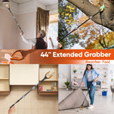 AUXTUR 44"Grabber Reacher Tool and 32"Long Handled Dressing Stick,3pack Grabber Reacher Tool with Rotating Jaws and Magnetic Function for Easy Pickup - Ideal Reach and Pick Tool for Seniors(Orange)