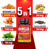 Boswellia Serrata Extract Capsules 3200Mg - 150 Counts 5 Month Supply - Supports Joint Health & Immune System - Combined with Turmeric Curcumin, Ginger, Black Pepper & Green Tea