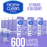 Nice 'n Clean SmudgeGuard Lens Cleaning Wipes (600 Total Wipes) | Pre-Moistened Individually Wrapped Wipes | Non-Scratching & Non-Streaking | Safe for Eyeglasses, Goggles, & Camera Lens