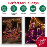 LAMPHOME Super-Bright Extendable Orange Purple and Green halloween Lights Decoration 150Lights 31.9ft UL Certified Mini Bulb String Lights Set for Outdoor Halloween Christmas Tree Garden Holiday Decor