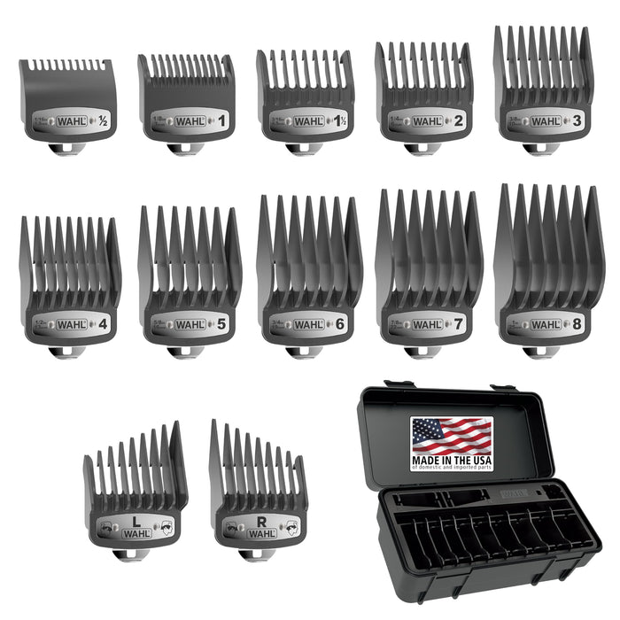 Wahl Clipper Genuine Secure-Snap™ Attachment Guard Organization Kit with Hair Clipper Guards, 14 Piece Elite Storage Kit for Wahl Hair Clippers, Grey -3291-200