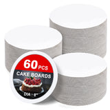 60 Pack Cake Boards 8 inch Cardboard Cake Rounds White Cake Board Rounds, Cake Circles Rounds Base Food-Grade Cardboard Cake Plate for Christmas, Cakes, Bread, Desserts (Thin and strong)