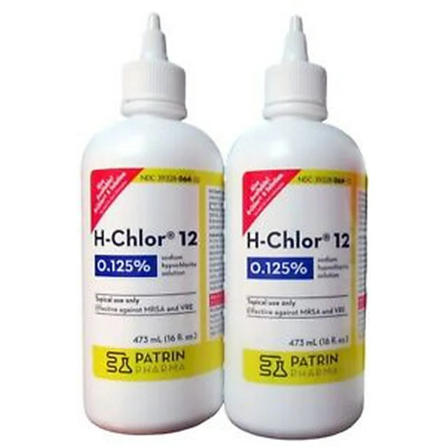 Patrin Pharma H-Chlor 12 WOUND WASH Effective MRSA & VRE 16oz ( 2 pack ) PRIORITY INSURED SHIP