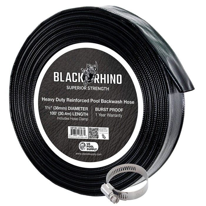 U.S. Pool Supply Pool Backwash Hose 1 1/2 Inch Diameter x 100 Feet - Discharge Hose for Pump, Sand Filter & Sump Pump Hoses - Burst Resistant Lay Flat Drainage Hoses for Inground & Above Ground Pools