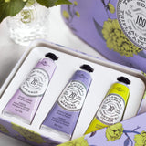 La Chatelaine Hand Cream Trio Tin, Mothers Day Gift Set, Natural Hand Lotion, Made in France with 20% Organic Shea Butter, Nourishing (Lavender, Lychee Bilberry & Lemon Verbena) 3 x 1 fl oz