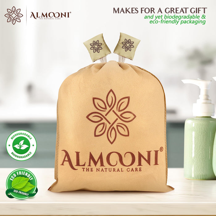 Almooni Natural Loofah Exfoliating Body Scrubber for Men and Women, Real Round Egyptian Loofah Sponge with Consistent Scrub Texture, Large Natural Shower Sponge for Body Exfoliation, 2-Count