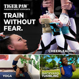 Tiger Paw Authentic Gymnastics Wrist Supports (Sold in Pairs) - Original Competition-Grade Gymnastics Wrist Guards, Wrist Support Braces, Adjustable, Made in USA Hand Wraps (Sand - Medium)