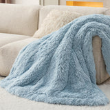 Bedsure Soft Blue Twin Blanket for Bed, Fluffy Fuzzy Blankets Twin Size for Couch, Sofa, Cozy Plush Sherpa Fleece Faux Fur Blanket, Thick Warm Christmas Blanket Gifts for Women, Men, 60x80