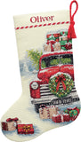 Dimensions Whimsical Counted Cross Stitch Kit Santa's Truck Stocking - 16"(1 Pc.) - Christmas Stocking, DIY Gift for Loved Ones, Ideal for Festive Events