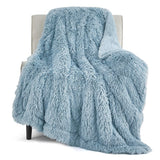 Bedsure Soft Blue Throw Blanket for Couch, Fluffy Fuzzy Blankets & Throws for Bed, Sofa, Cozy Plush Sherpa Fleece Faux Fur Blanket, Thick Warm Christmas Blanket Gifts for Women, Men, 50x60