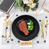 NZVCN 50 PCS Black Disposable Plastic Dinner Plates, 10.25“ Heavy-Duty Party Plates Round Dessert Plates Plastic Dinnerware for Wedding, Party