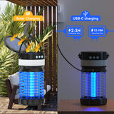 Solar Bug Zapper for Outdoor & Indoor,4200V Mosquito Zapper Waterproof Fly Trap,Portable Rechargeable Mosquito Killer with LED Light for Home,Kitchen,Backyard,Camping (Black-Blue)