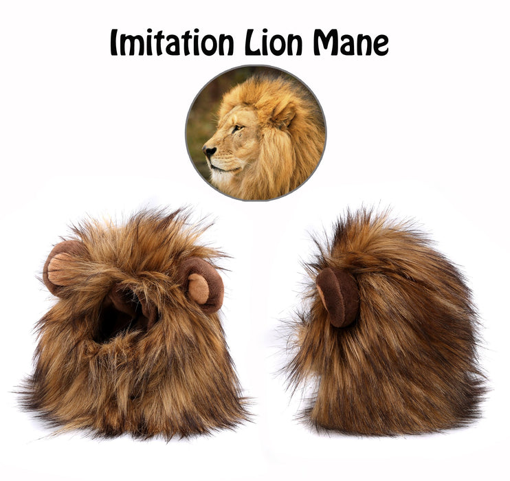 Onmygogo Lion Mane Wig for Cats, Funny Pet Cat Costumes for Halloween Christmas, Furry Pet Clothing Accessories (Size M, Melange Brown)