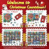 Advent Calendar 2024 Christmas Puzzle for Adults 1000 Pieces, Stained Glass Puzzle Christmas Countdown Calendar 24 Days Jigsaw Puzzles, Funny Mosaic Santa Claus Christmas Dog Holiday Puzzles