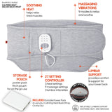 Calming Heat Back Wrap by Sharper Image- Cordless Electric Back Heating Pad, Inflatable Lumbar, Soothing Heat & Vibration- 27 Settings 3 Heat, 9 Vibration, 3 Lumbar Includes Portable Power Pack