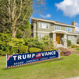 Trump Vance 2024 For President Campaign Large Banner Sign Flag with Brass Grommets,Trump Make America Great Again Outdoor Sign House Banner Yard Lawn Decoration 98X18''