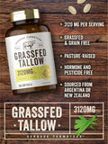 Grass Fed Beef Tallow 3120mg | 200 Softgel Capsules | Pasture Raised Bovine Supplement | Non-GMO, Gluten Free | by Herbage Farmstead