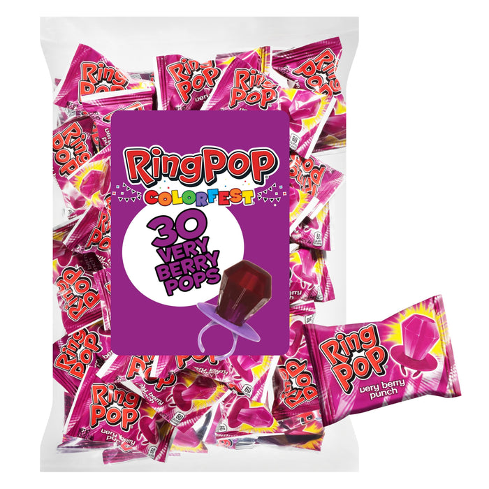 Ring Pop Purple Berry Punch Halloween Lollipop, 30 Ct, Party Favors