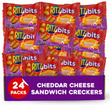 Ritzz Bits Cheddar Cheese Sandwich Crackers - Individual Snack Packs On The Go Size For School & Office Snacks - 1 oz Bags (24 Count)