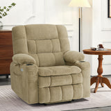 MCombo Small Dual Motor Power Lift Recliner Chair Sofa with Massage and Heat for Elderly People, Infinite Position, USB Ports, Fabric R7894 (Beige, Small-Wide)