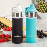 Infusion Pro 24 oz Fruit Infuser Water Bottle with Twist Cap Lid : Insulated Sleeve & Infused Water Recipe eBook : Bottom Loading Water Infuser for More Flavor : Unique Gift Idea (Cloud, 1-Pack)