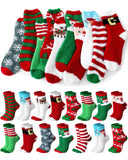 Liitrsh 40 Pairs Christmas Fuzzy Socks Women Kids Holiday Socks Fluffy Christmas Socks Advent Calendar Socks for Holiday Favors