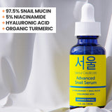 SeoulCeuticals Korean 5% Niacinamide + Snail Mucin 97.5% Essence Serum + Hyaluronic Acid, Cruelty Free Korean Skin Care, Natural & Organic Anti Aging Face Serum for Dull Skin, K Beauty 1oz