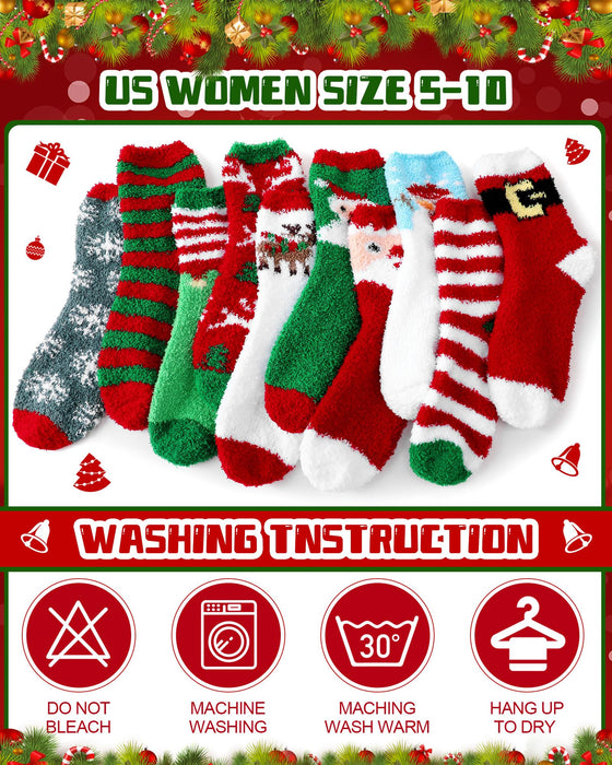 Liitrsh 40 Pairs Christmas Fuzzy Socks Women Kids Holiday Socks Fluffy Christmas Socks Advent Calendar Socks for Holiday Favors