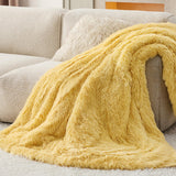 Bedsure Soft Yellow Throw Blanket for Couch, Fluffy Fuzzy Blankets & Throws for Bed, Sofa, Cozy Plush Sherpa Fleece Faux Fur Blanket, Thick Warm Christmas Blanket Gifts for Women, Men, 50x60