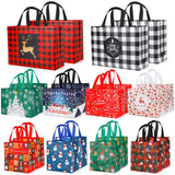 YANGTE 20 Pack Christmas Gift Bags Assorted Sizes, Reusable Tote Bags with Handle, Includes 4 Large 8 Medium 8 Small Non-Woven Christmas Bags for Xmas Party Favors