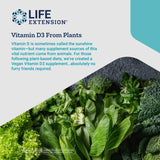 Life Extension Vegan Vitamin D3, Joint/Bone Health, Immune Support, Non-GMO, Gluten Free, 60 Count