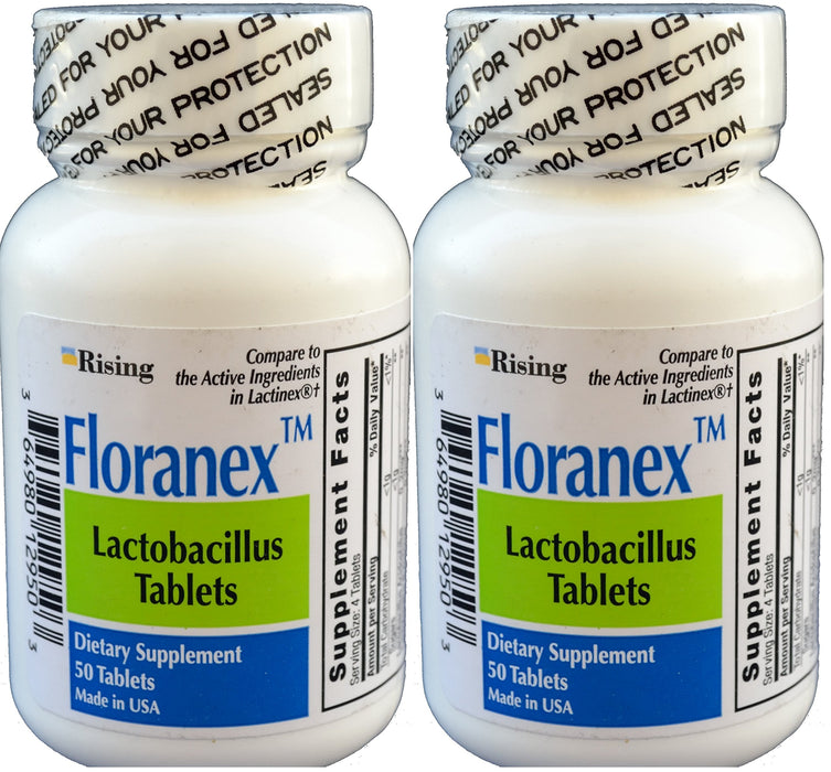 Floranex Probiotic for Colon Health Generic for Lactinex 50 Tablets per Bottle Pack of 2 Total 100 Tablets