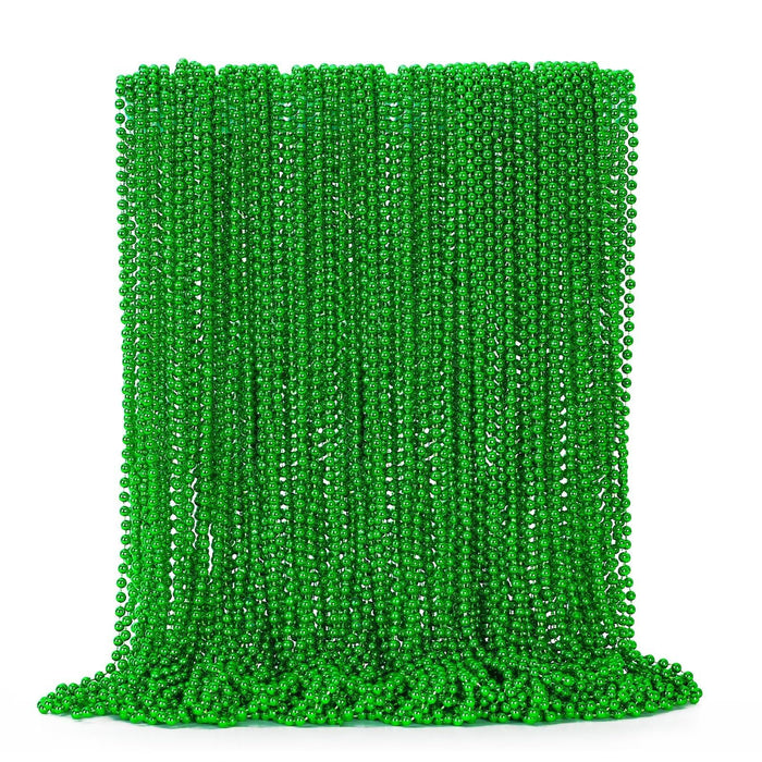 72PCS Green Bead Necklace, Mardi Gras Beads Necklace Accessories Bulk, Mardi Gras Xmas Necklaces Women Men, Parade Throw Accessories for Wedding Birthday Mardi Gras St. Patricks Christmas Decorations