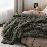 Bedsure Soft Olive Green King Size Blanket for Bed, Fluffy Fuzzy Large King Blanket for Winter, Cozy Plush Sherpa Fleece Faux Fur Blanket, Thick Warm Christmas Blanket Gifts for Women, Men, 108x90