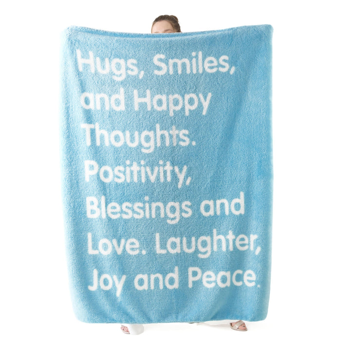Bedsure Get Well Gifts for Women - After Surgery Blanket with Inspirational Words Sympathy Gift for Elderly Adults Hug Soft Fleece Healing Blanket Letter Blue 50x60 Inch