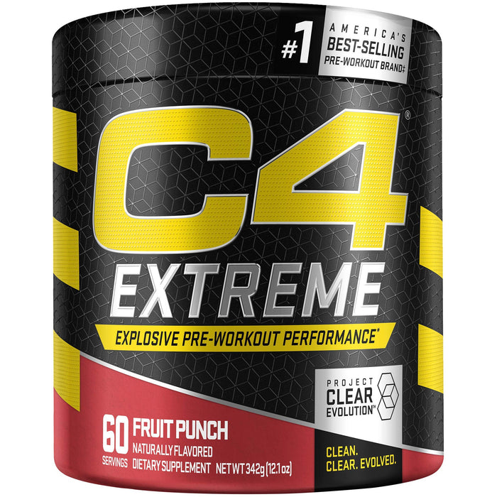 C4 Extreme Pre Workout Powder Fruit Punch | Preworkout Energy Supplement for Men & Women | 200mg Caffeine + Beta Alanine + Creatine | 60 Servings