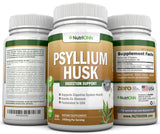 NutriONN PSYLLIUM Husk Capsules - 1450mg Per Serving - 240 Capsules - Double Strength - Premium Psyllium Fiber Supplement - Great for Digestion and Regularity - 100% Natural Soluble Fiber