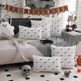 DFXSZ Halloween Pillow Covers 18x18 inch Set of 2 White Ghost Throw Pillow Cases Soft Plush Faux Fur Wool Couch Cushion Case for Chair Sofa Bedroom Living Room Home Decor PTK03A18