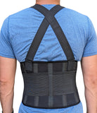 Lower Back Brace with Suspenders | Back Support Belt for Men & Women | Adjustable Work Back Brace for Moving Construction Warehouse Heavy Lifting & other Industrial Activities Safety & Protection XL